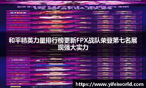 和平精英力量排行榜更新FPX战队荣登第七名展现强大实力